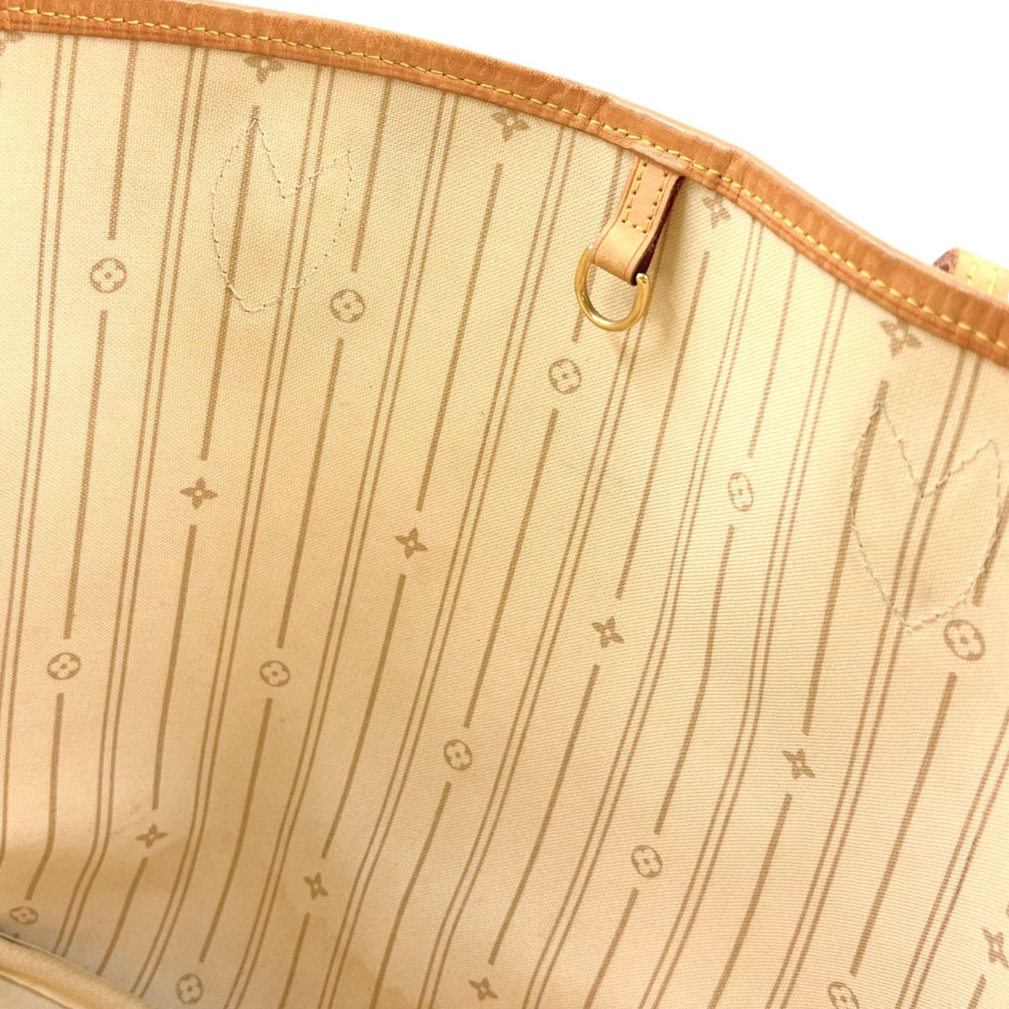 Louis Vuitton Neverfull MM Damier Azur Leather White Tote Gold — view 7
