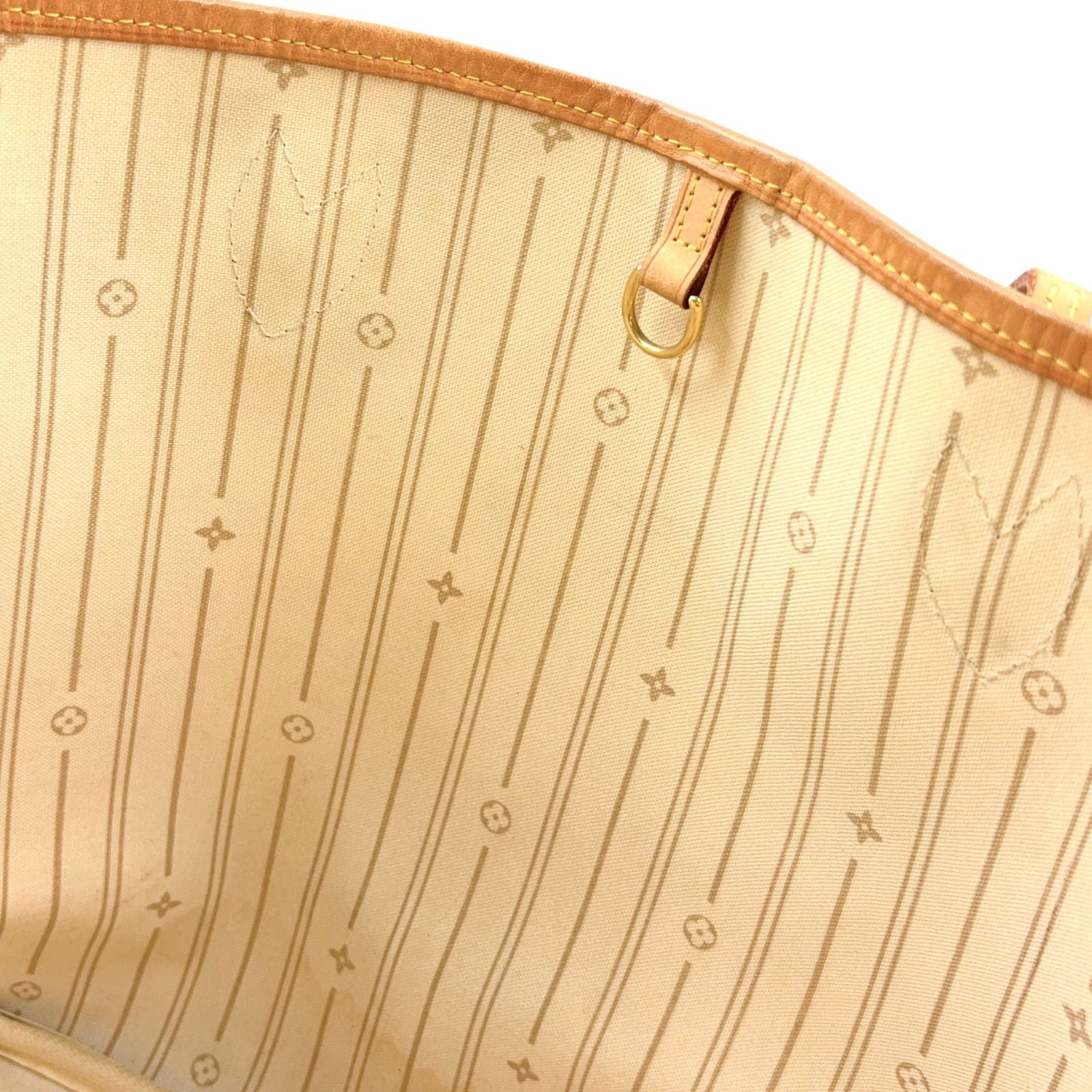 Louis Vuitton Neverfull MM Damier Azur Leather White Tote Gold — view 7