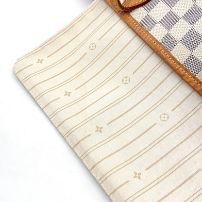 Louis Vuitton Neverfull MM Damier Azur Leather White Tote Gold — view 9