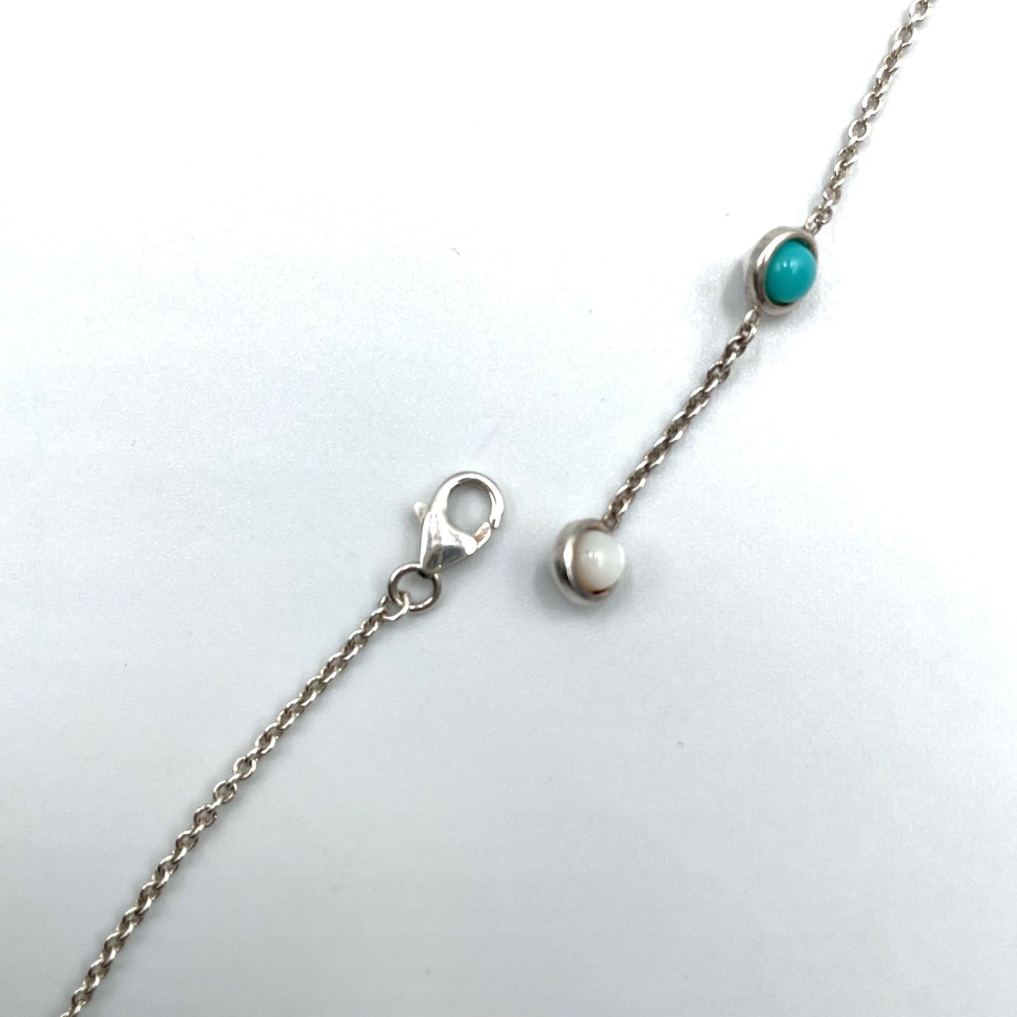 Gucci Double Mother of Pearl Resin Silver Turquoise Blue White Necklace — view 8