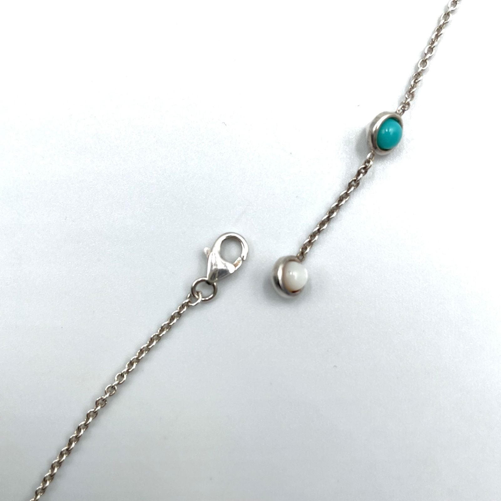Gucci Double Mother of Pearl Resin Silver Turquoise Blue White Necklace — view 8