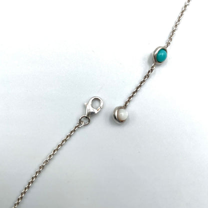Gucci Double Mother of Pearl Resin Silver Turquoise Blue White Necklace — view 8