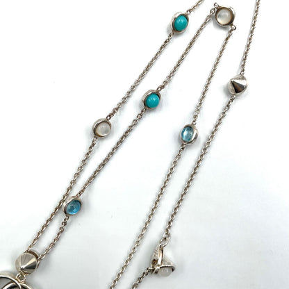 Gucci Double Mother of Pearl Resin Silver Turquoise Blue White Necklace — view 6