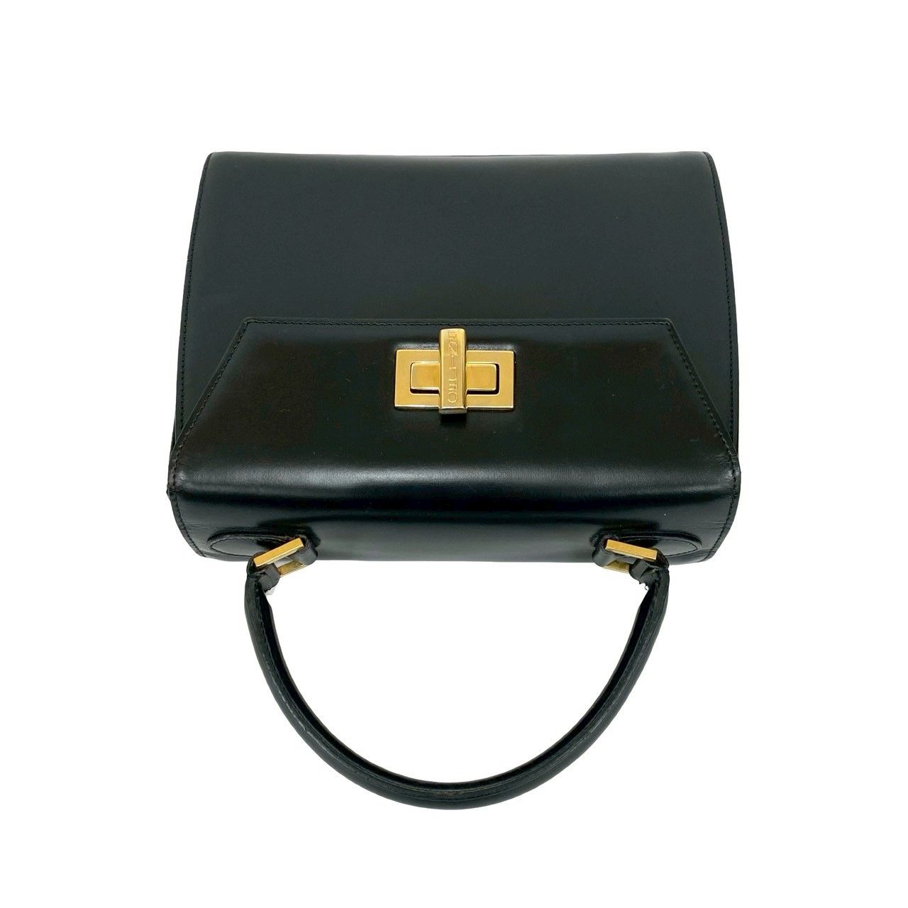 Celine Vintage Logo Turnlock Calf Leather 2-Way Shoulder Bag Black — view 4