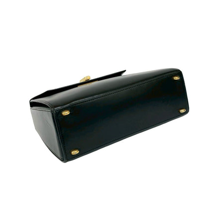 Celine Vintage Logo Turnlock Calf Leather 2-Way Shoulder Bag Black — view 7