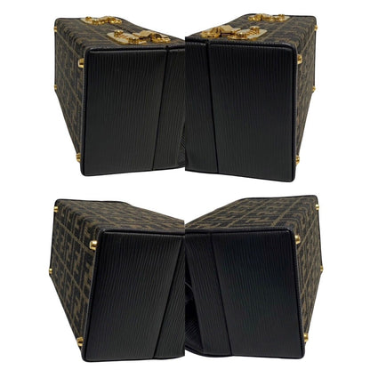 Fendi Zucca FF Logo Leather 2-Way Makeup Pouch Shoulder Bag Black — view 8