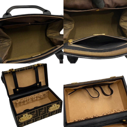 Fendi Zucca FF Logo Leather 2-Way Makeup Pouch Shoulder Bag Black — view 9