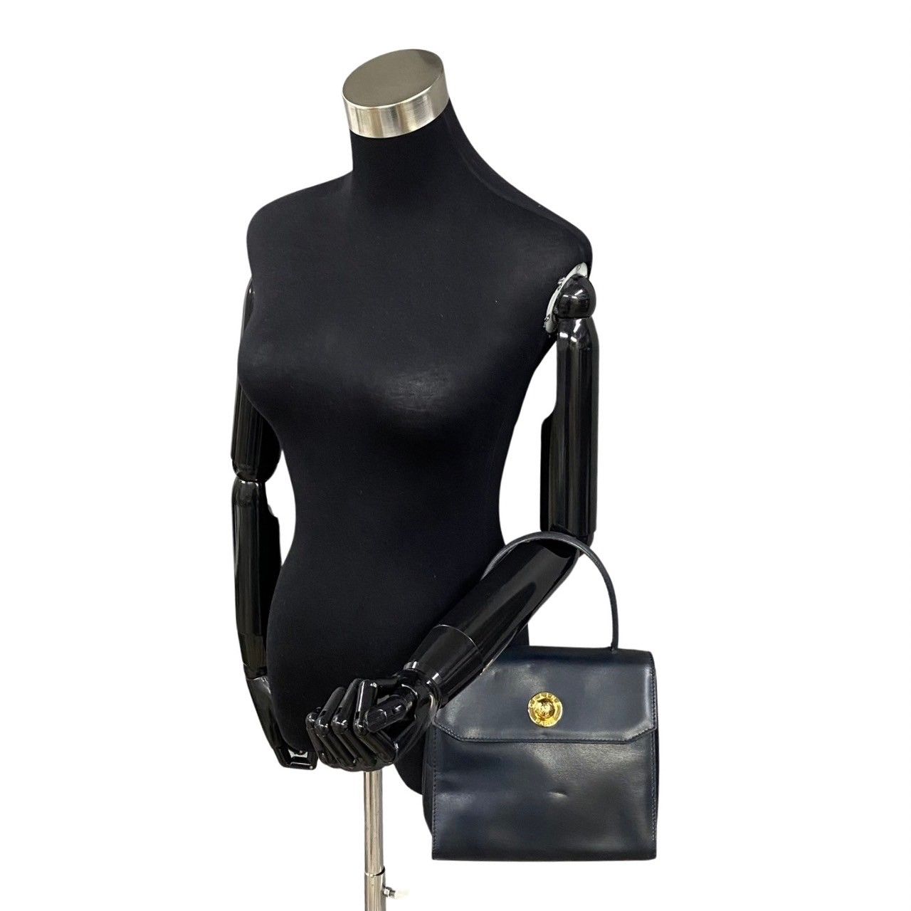 Celine Vintage Star Ball Logo Leather 2-Way Mini Shoulder Bag Black Red — view 2
