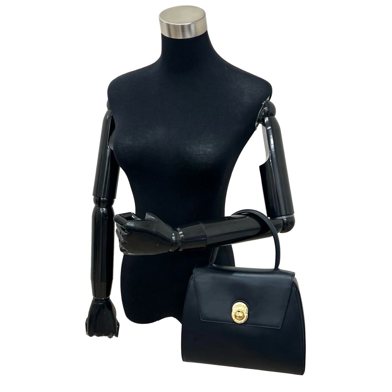 Celine Vintage Star Ball Logo Calf Leather Handbag Mini Tote Navy — view 2