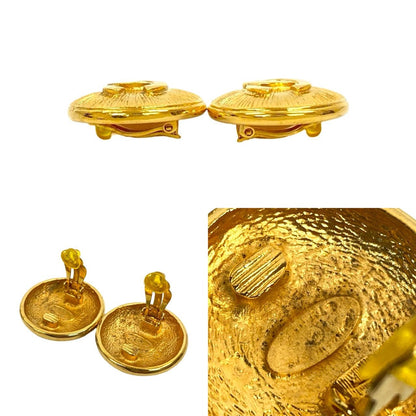 Chanel With Rice Vintage CC Logo Motif Earrings Gold — view 2