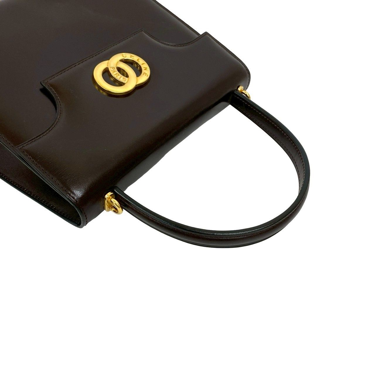 Celine Circle Logo Star Calf Leather Handbag Mini Tote Brown — view 4