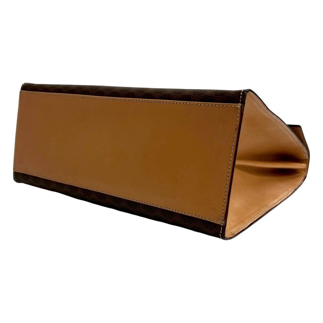 Celine Macadam Blason Triomphe Logo Ring Leather Handbag Mini Tote Brown — view 8