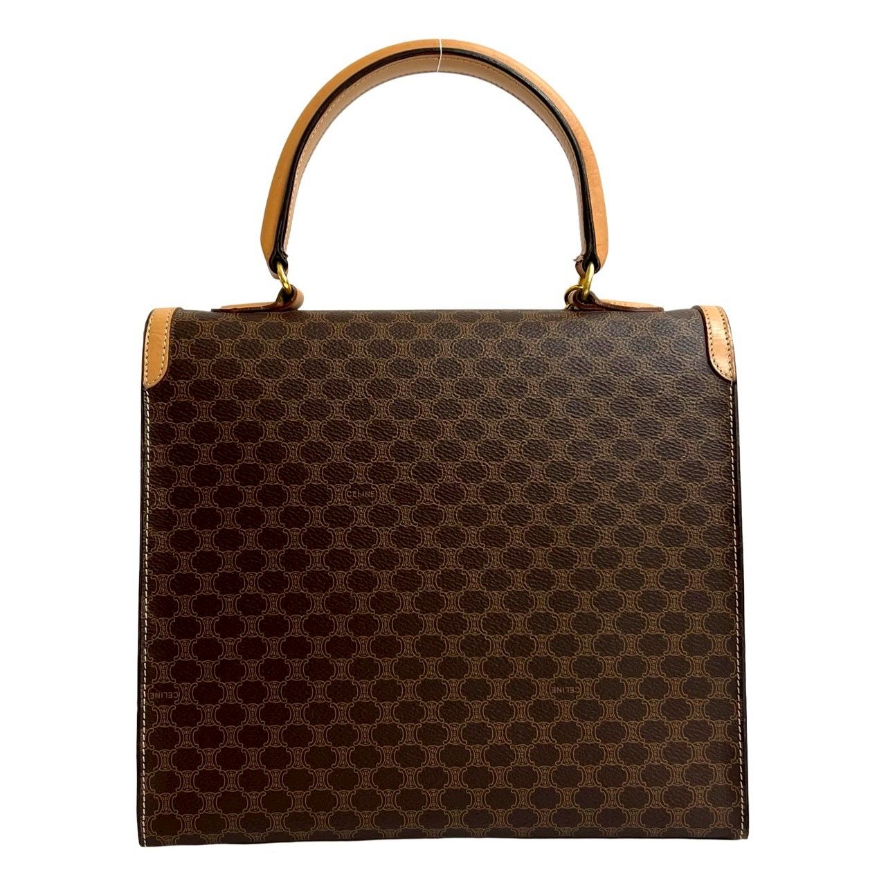 Celine Macadam Blason Triomphe Logo Ring Leather Handbag Mini Tote Brown — view 3