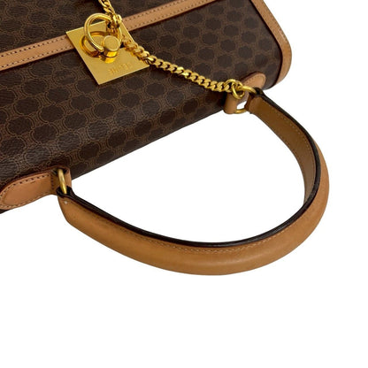 Celine Macadam Blason Triomphe Logo Ring Leather Handbag Mini Tote Brown — view 4