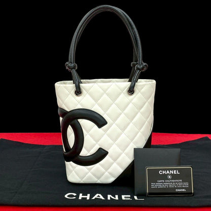 Chanel Card with Cambon Line Small Coco Leather Mini Handbag White Black