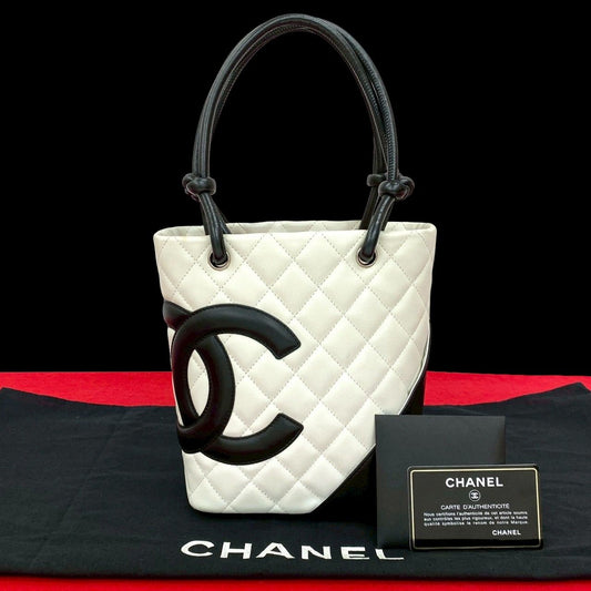 Chanel Card with Cambon Line Small Coco Leather Mini Handbag White Black