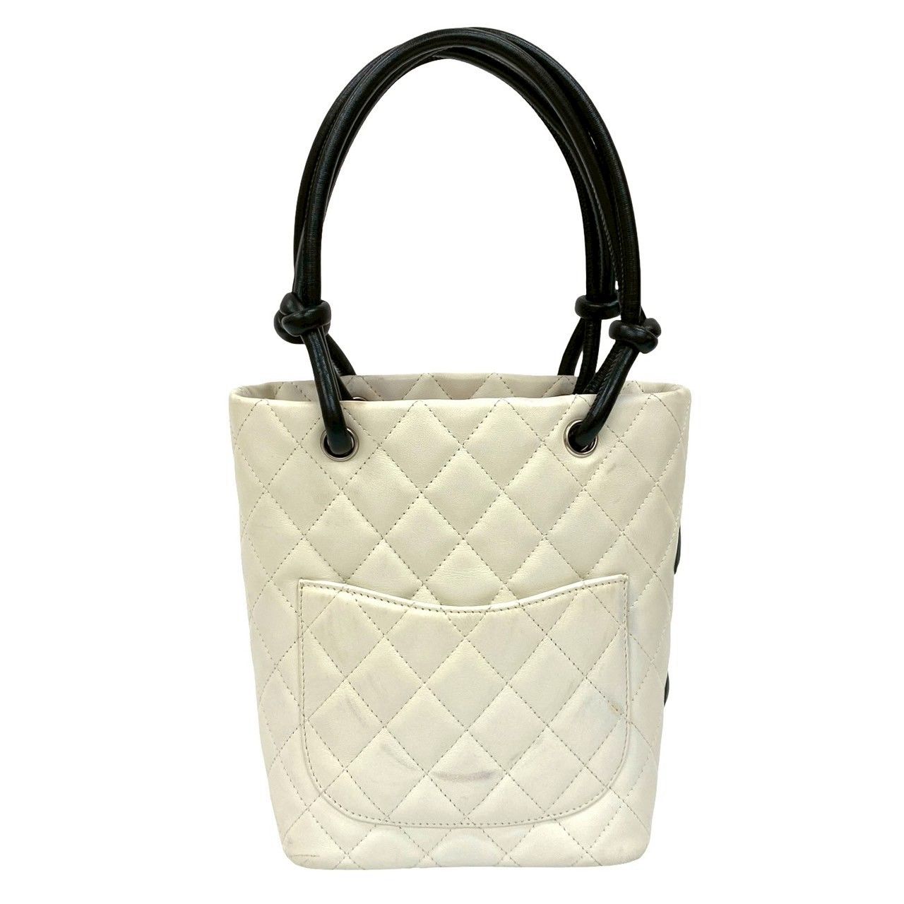 Chanel Card with Cambon Line Small Coco Leather Mini Handbag White Black — view 3