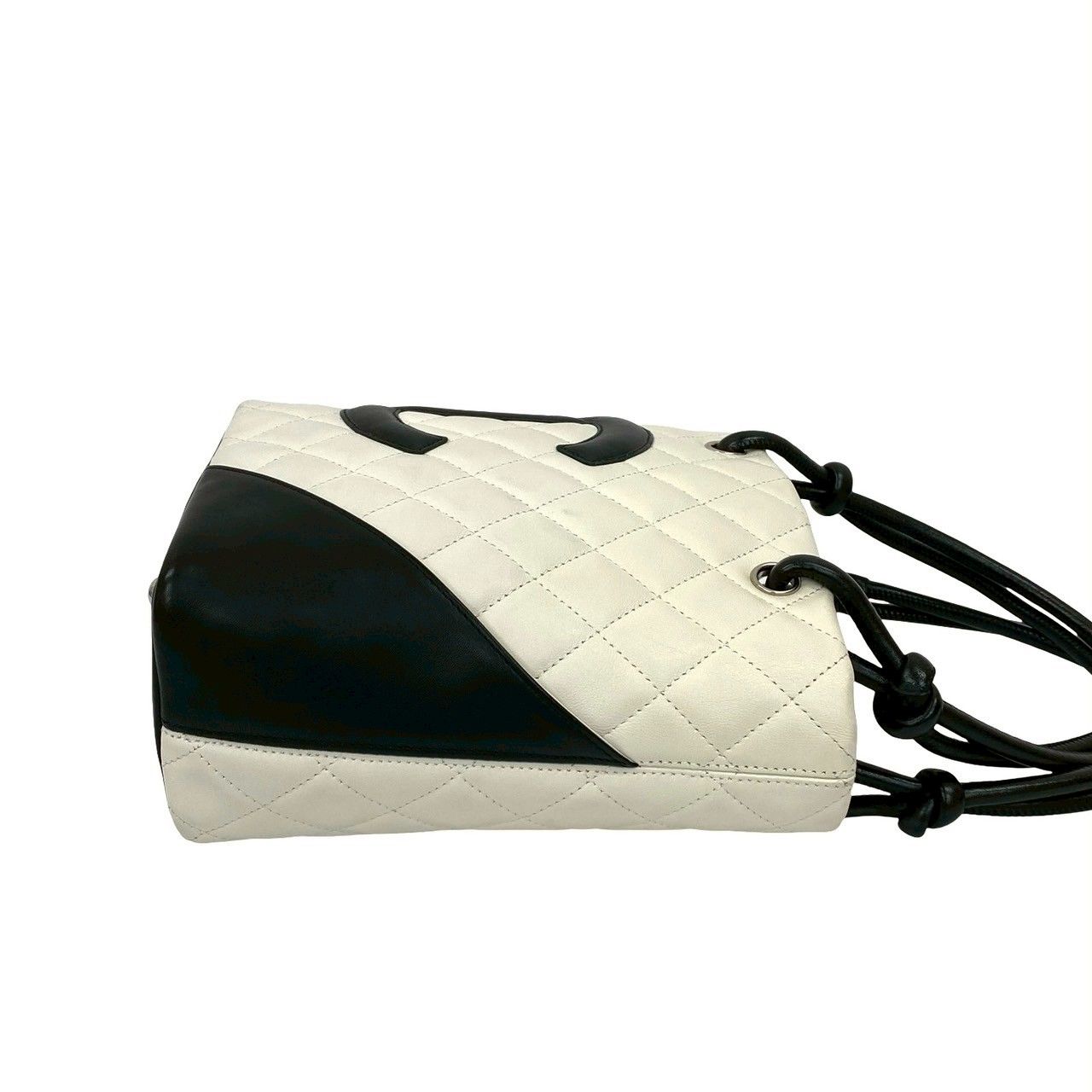 Chanel Card with Cambon Line Small Coco Leather Mini Handbag White Black — view 6