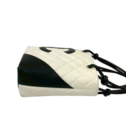 Chanel Card with Cambon Line Small Coco Leather Mini Handbag White Black — view 6