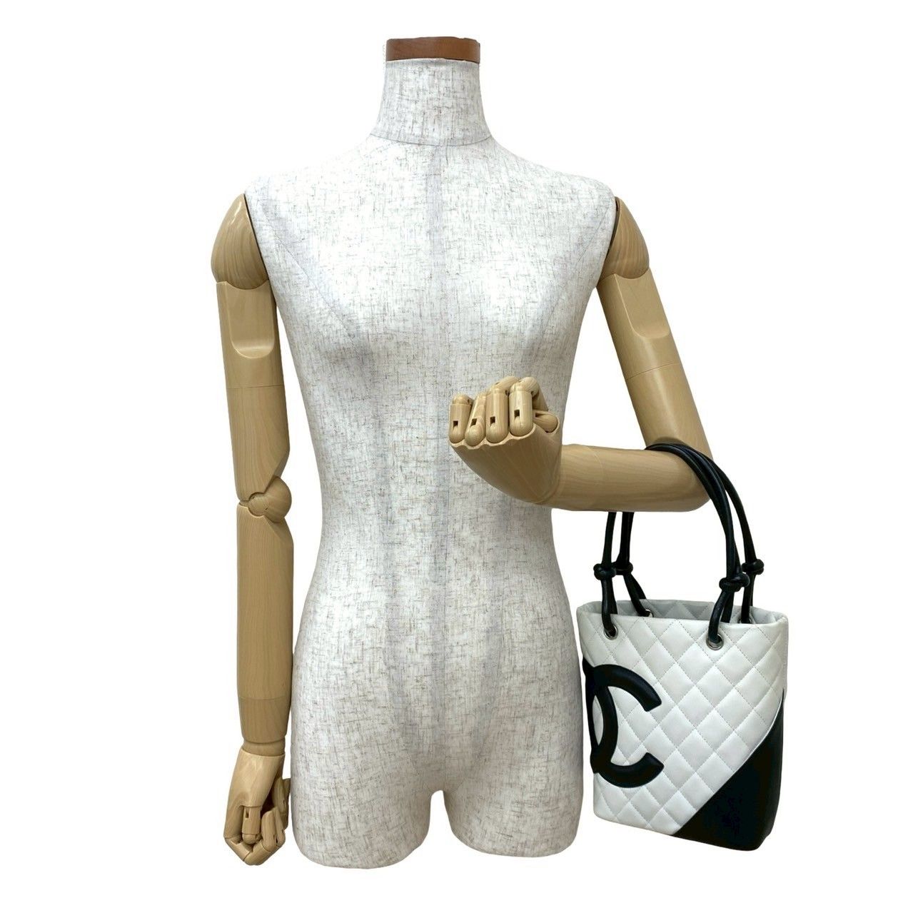 Chanel Card with Cambon Line Small Coco Leather Mini Handbag White Black — view 2