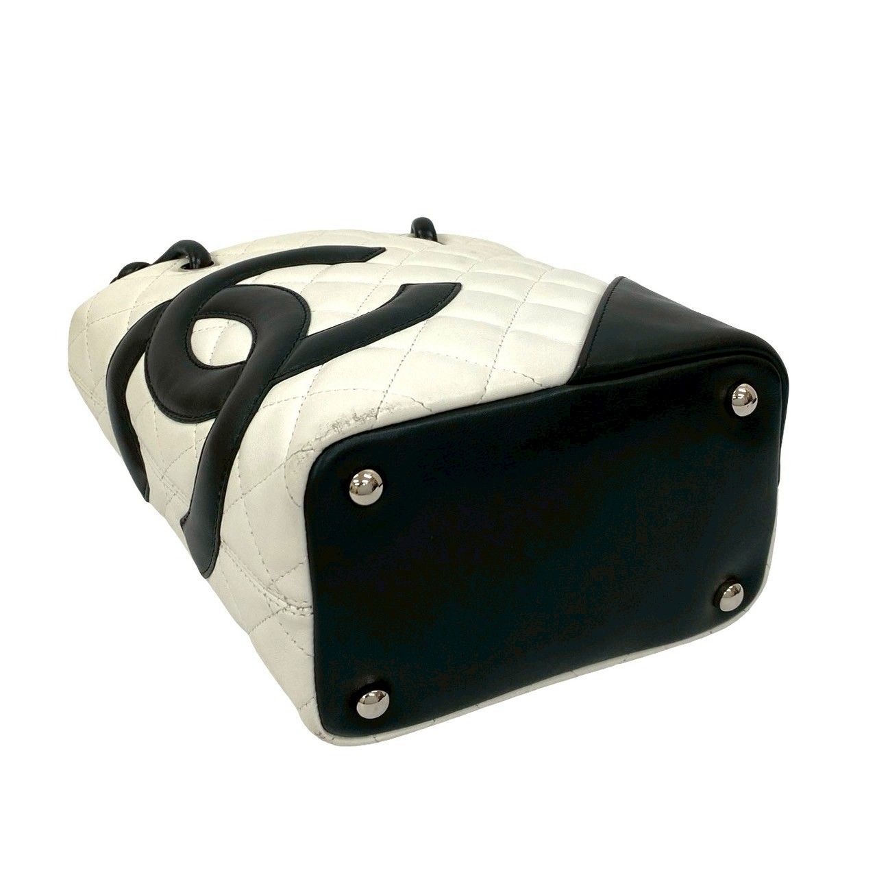 Chanel Card with Cambon Line Small Coco Leather Mini Handbag White Black — view 7