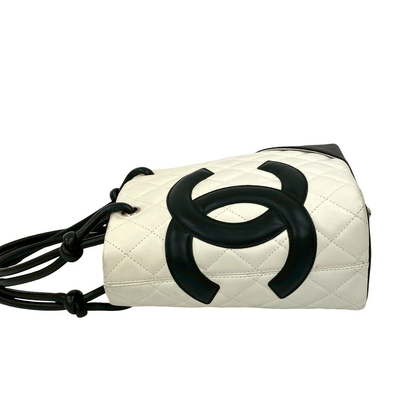 Chanel Card with Cambon Line Small Coco Leather Mini Handbag White Black — view 5