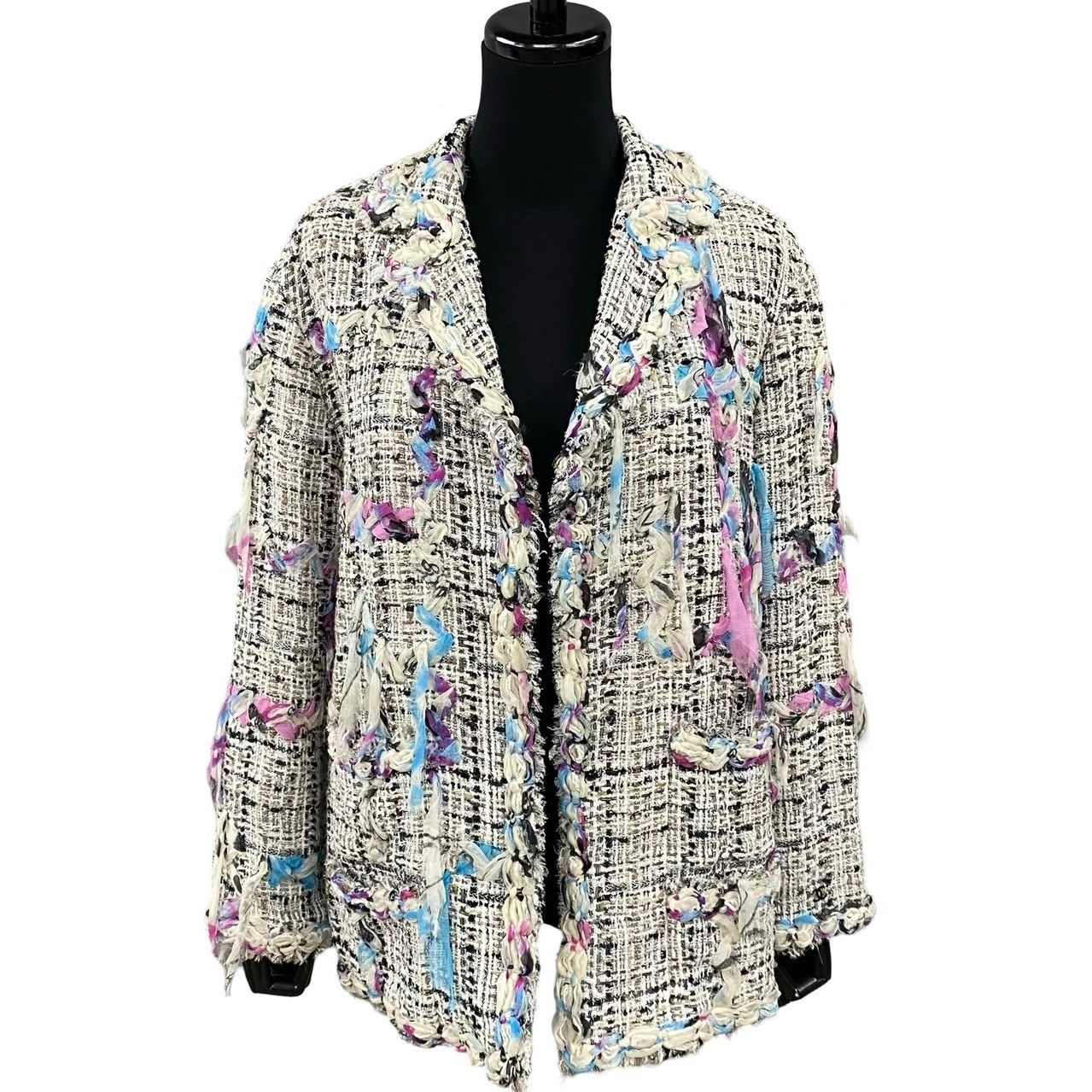 Chanel 07c Cruise Collection CC Logo Pattern Cotton Nylon Jacket 40 White