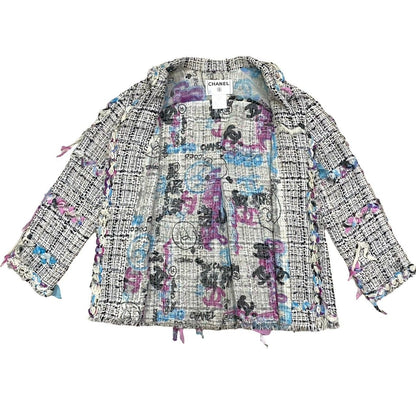 Chanel 07c Cruise Collection CC Logo Pattern Cotton Nylon Jacket 40 White — view 6