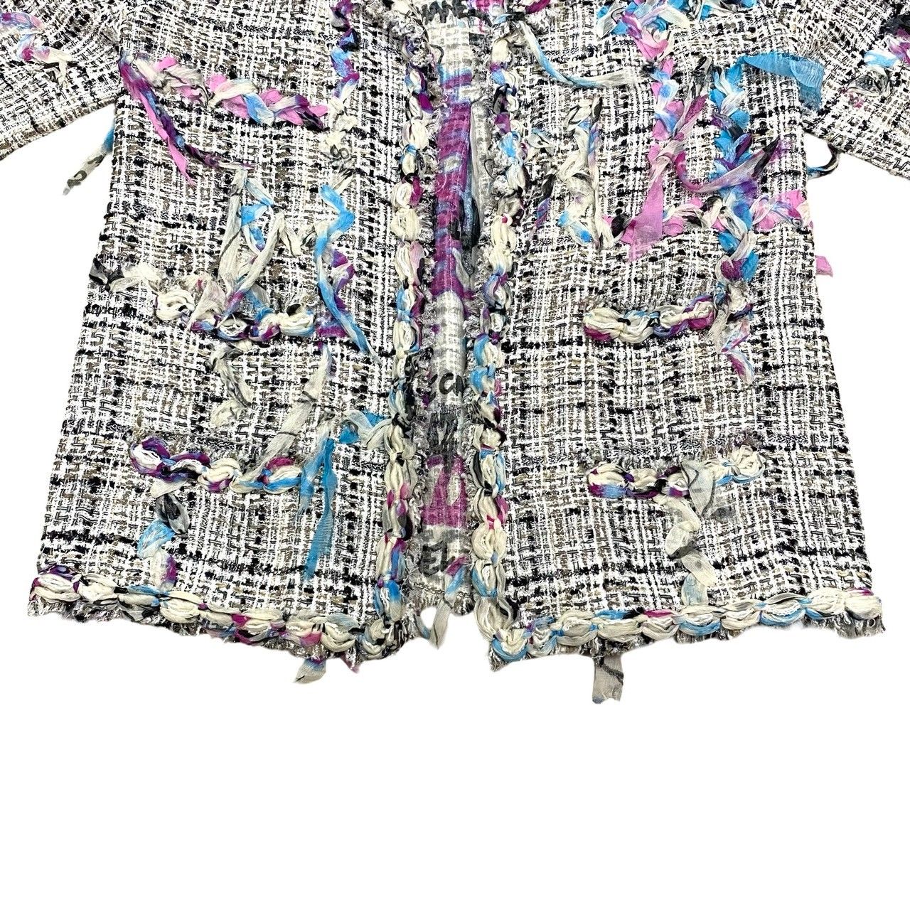 Chanel 07c Cruise Collection CC Logo Pattern Cotton Nylon Jacket 40 White — view 9