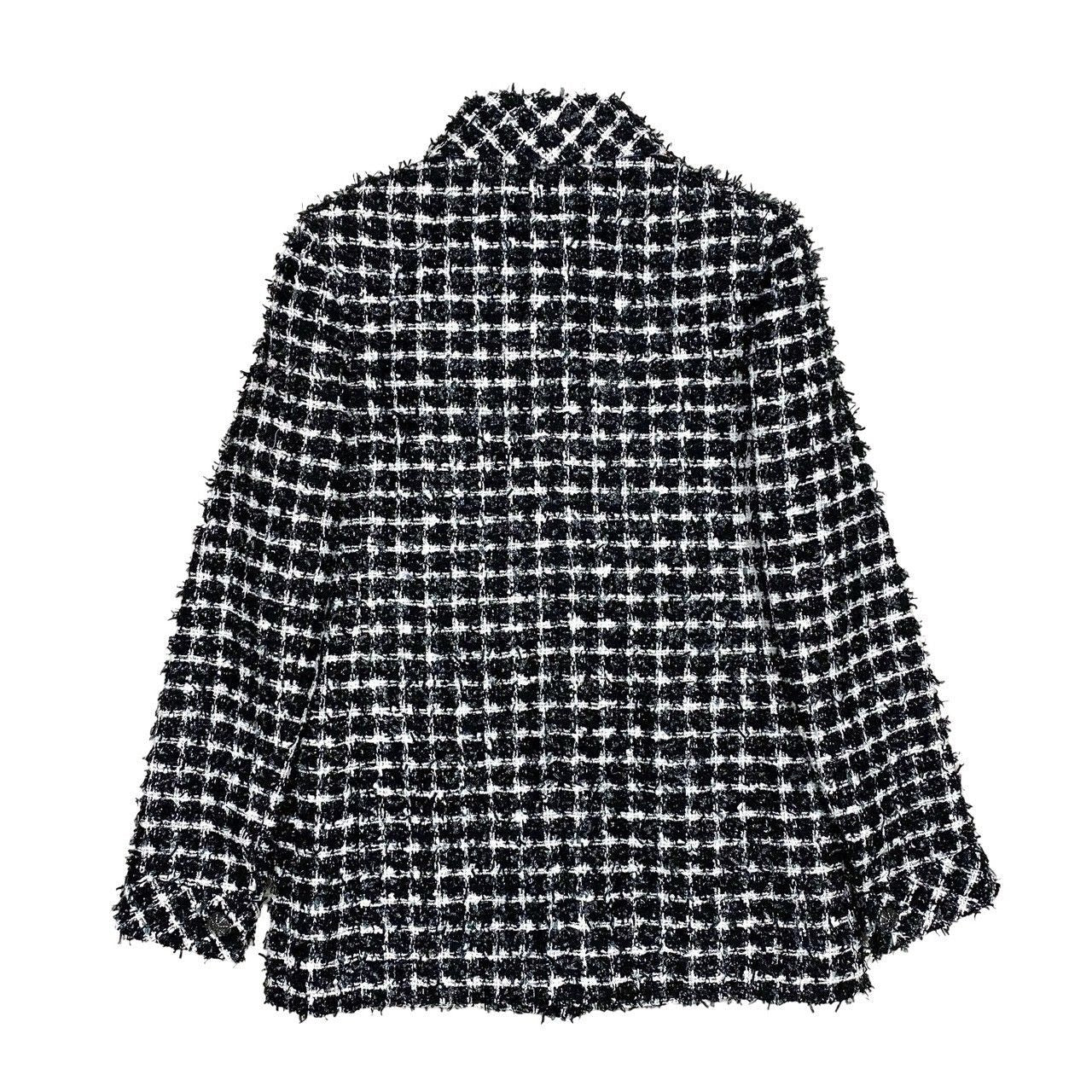 Chanel CC Logo Button Tweed Jacket 34 Black White — view 4