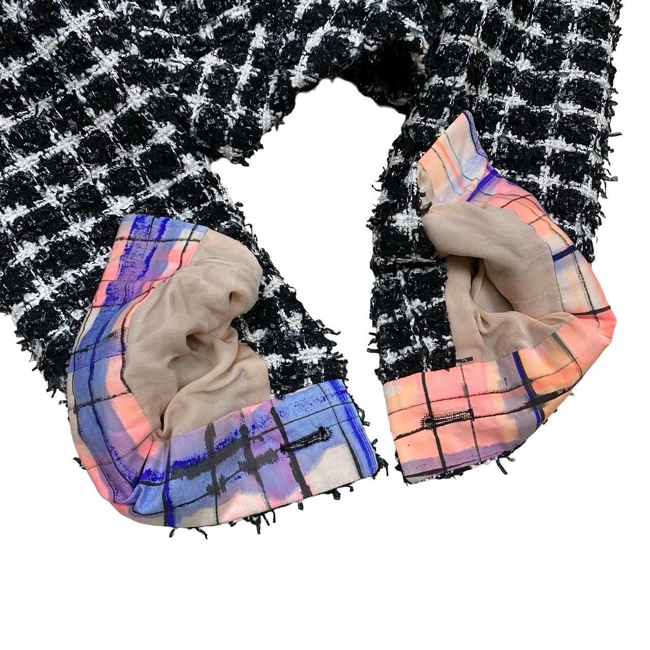Chanel CC Logo Button Tweed Jacket 34 Black White — view 6