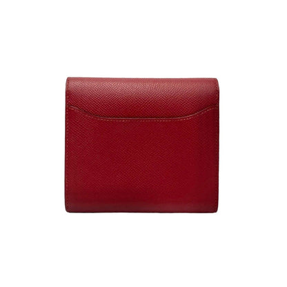 Hermes Box Constance Compact Leather Bifold Wallet Mini Rouge Grena — view 3
