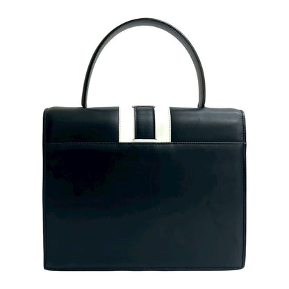 Celine Vintage Logo Ribbon Leather Handbag Mini Tote Navy White — view 3