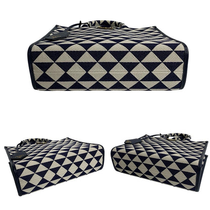Prada Box Symbol Embroidery Fabric Small 2-Way Shoulder Bag Navy Blue — view 6