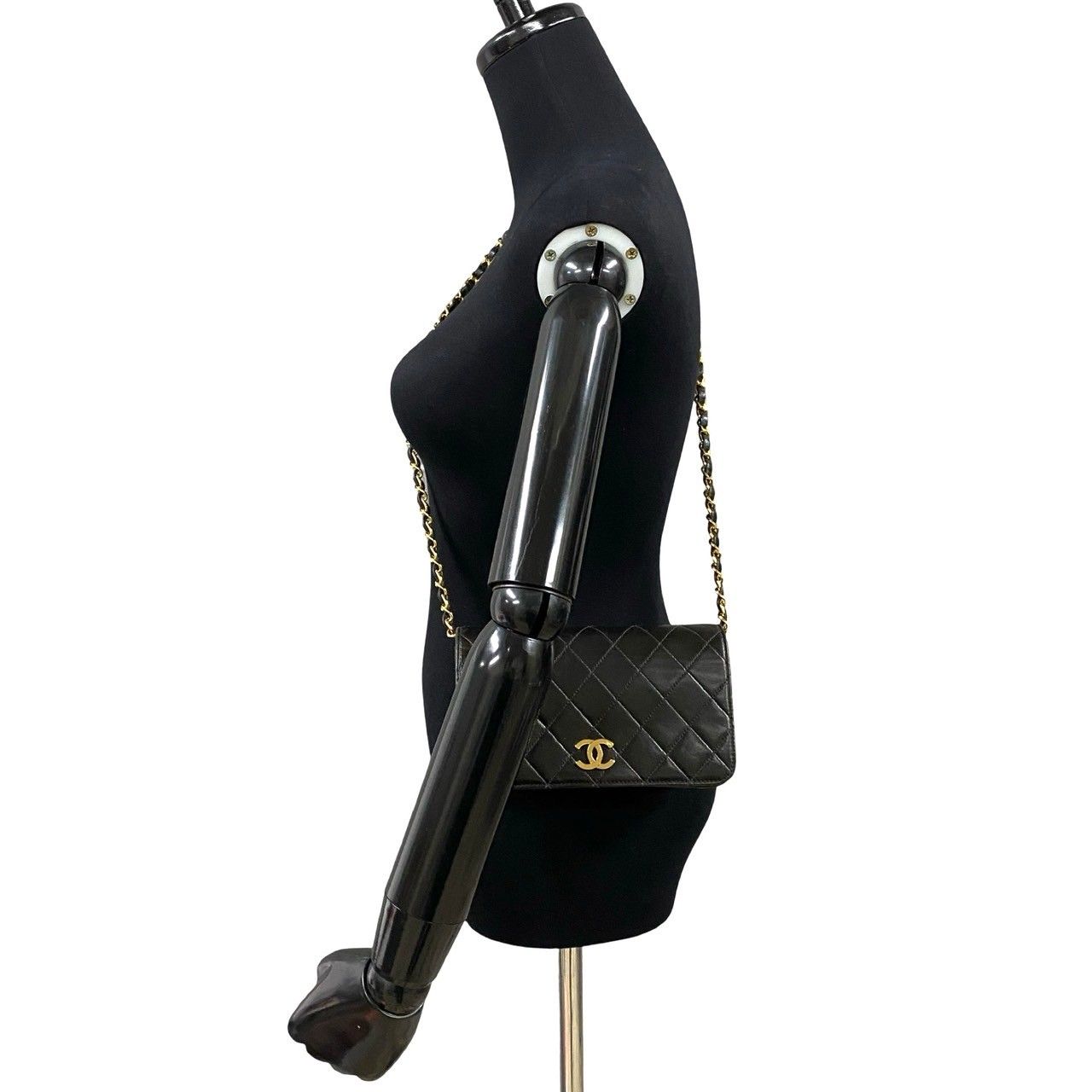Chanel Card with Quilted CC Logo Lambskin Leather Chain Shoulder Bag Black — view 2