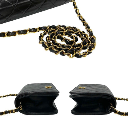 Chanel Card with Quilted CC Logo Lambskin Leather Chain Shoulder Bag Black — view 5