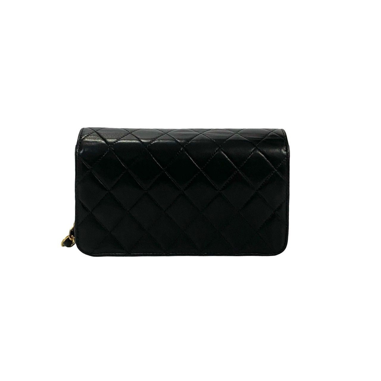 Chanel Card with Quilted CC Logo Lambskin Leather Chain Shoulder Bag Black — view 4
