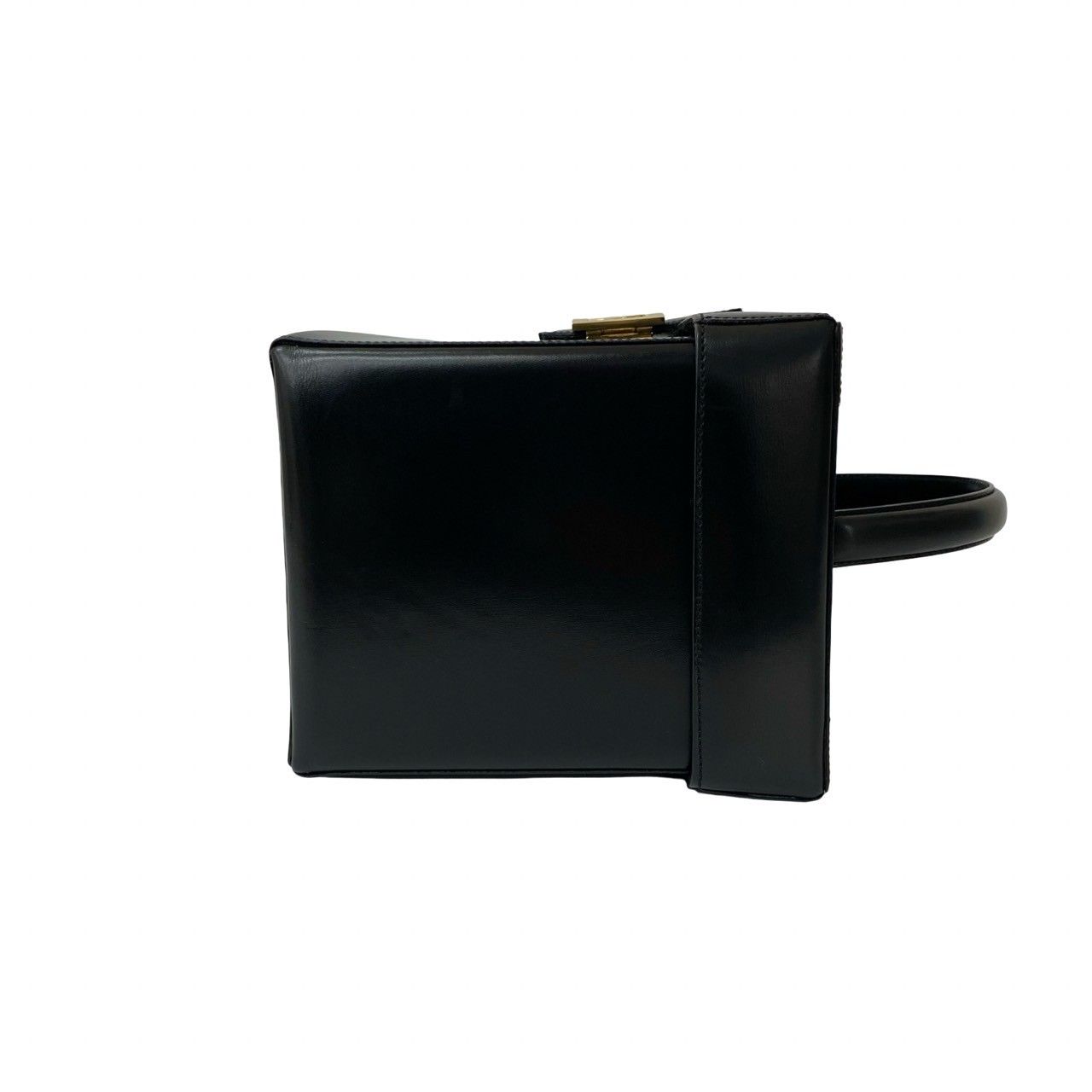 Celine Vintage Carriage Calf Leather Handbag Vanity Bag Makeup Box Black — view 6