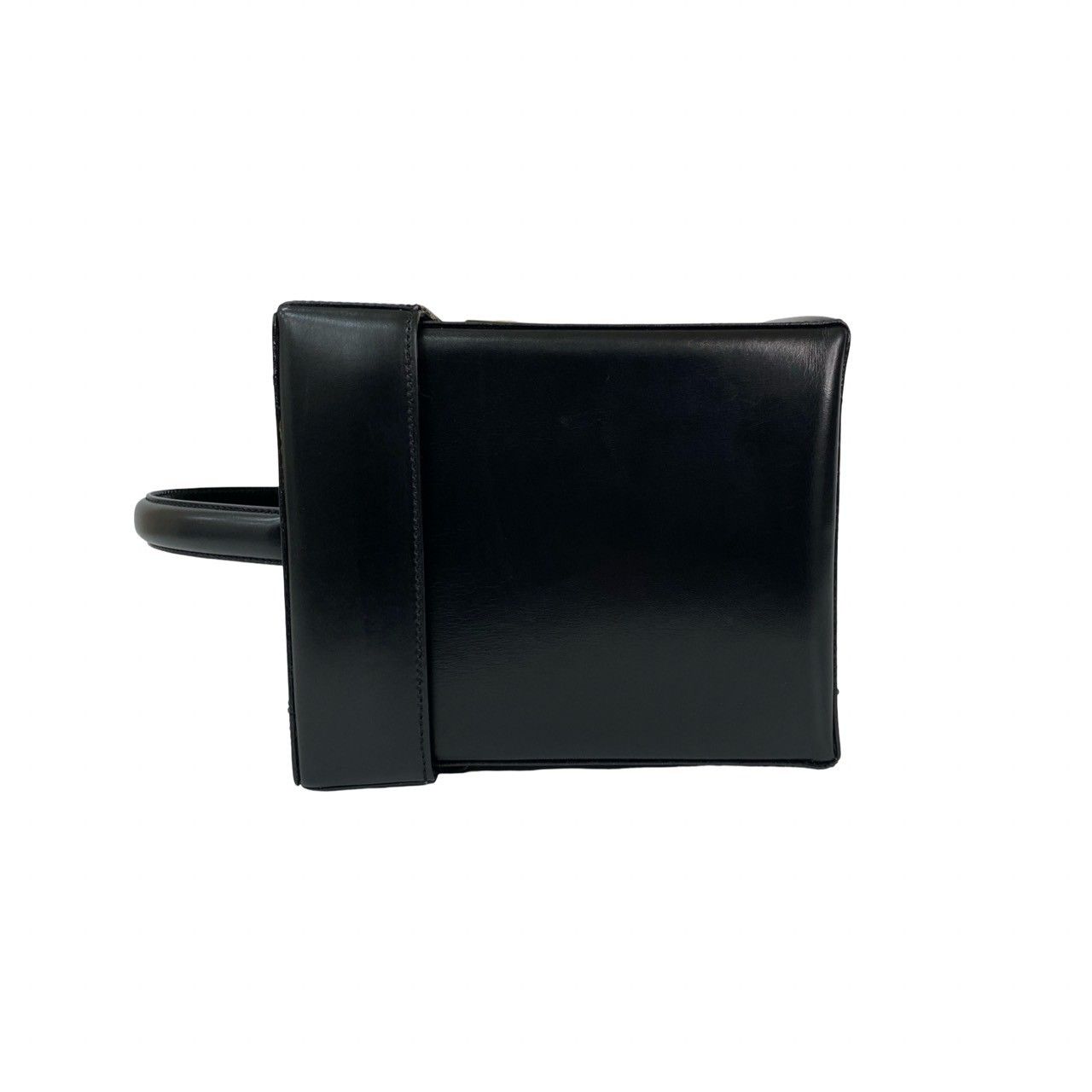 Celine Vintage Carriage Calf Leather Handbag Vanity Bag Makeup Box Black — view 5