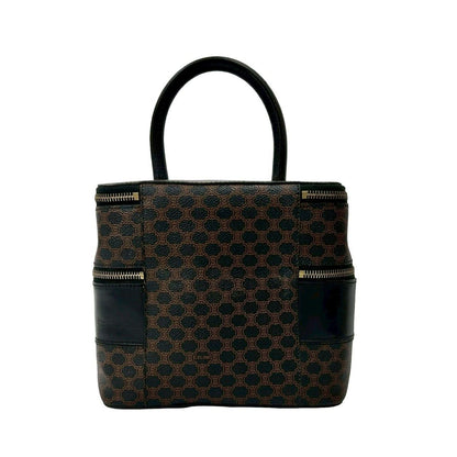 Celine Vintage Macadam Blason Pattern Leather Handbag Vanity Makeup Box Black — view 3