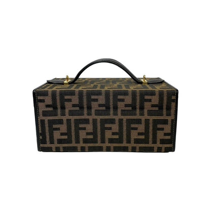 Fendi Dial Lock Vanity Zucca FF Pattern Canvas Leather 2-Way Shoulder Bag Brown — view 4