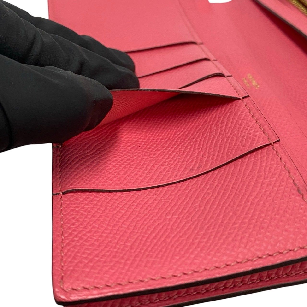 Hermes Bearn Souffle Veau Epsom Bifold Wallet Bill Purse Coin Pink — view 8