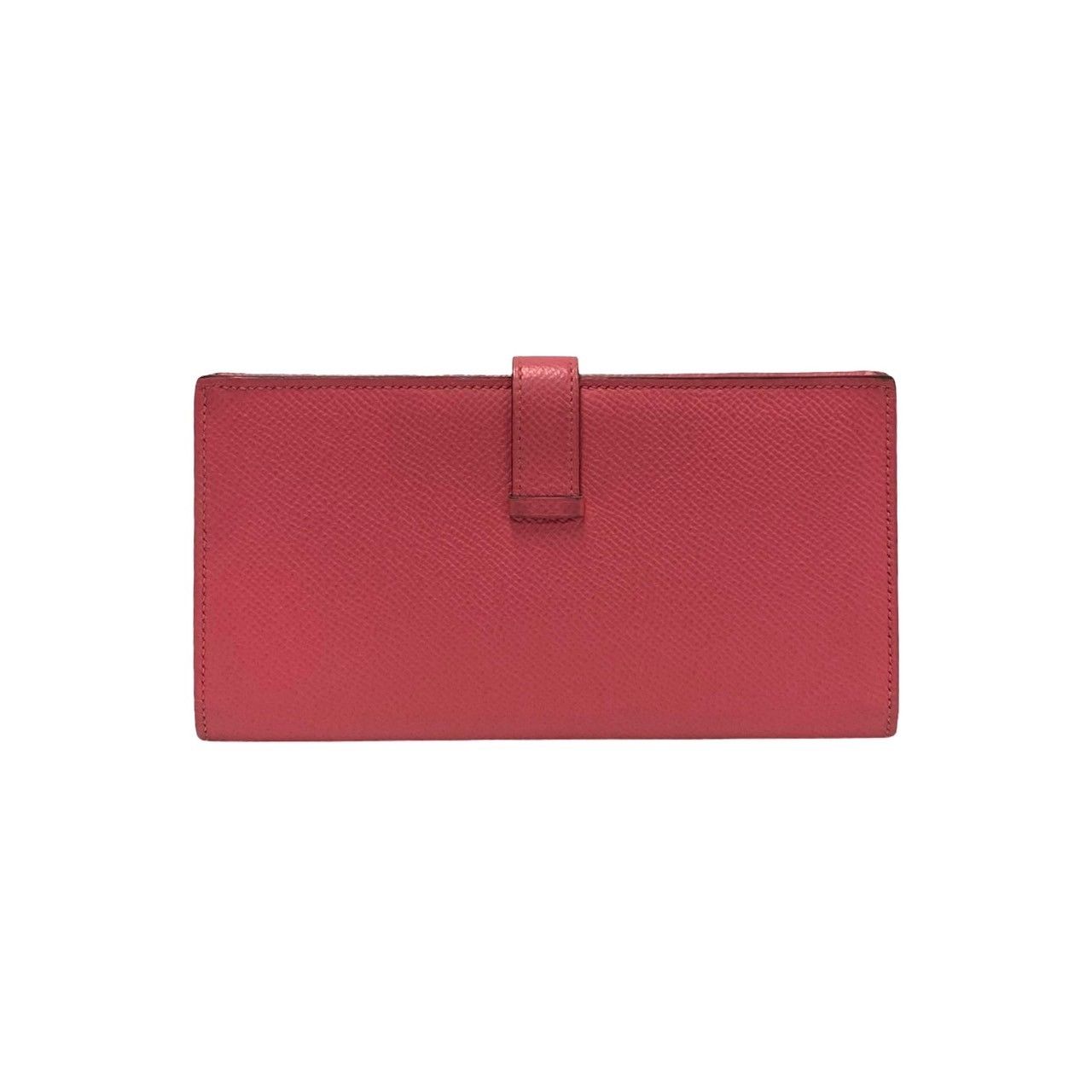 Hermes Bearn Souffle Veau Epsom Bifold Wallet Bill Purse Coin Pink — view 3
