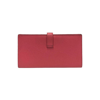 Hermes Bearn Souffle Veau Epsom Bifold Wallet Bill Purse Coin Pink — view 3