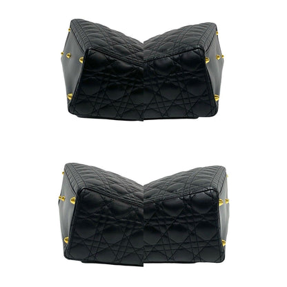 Dior Lady Cannage Stitch Leather Handbag Mini Tote Black — view 7