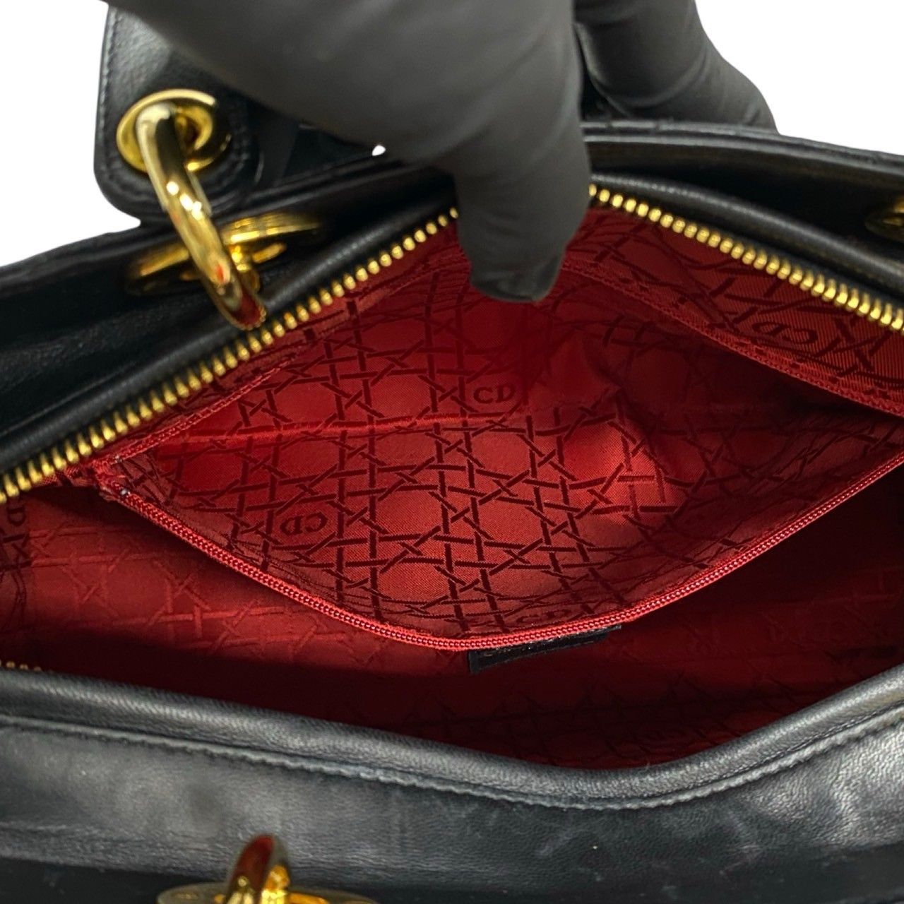 Dior Lady Cannage Stitch Leather Handbag Mini Tote Black — view 9