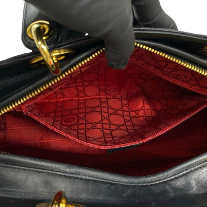 Dior Lady Cannage Stitch Leather Handbag Mini Tote Black — view 9