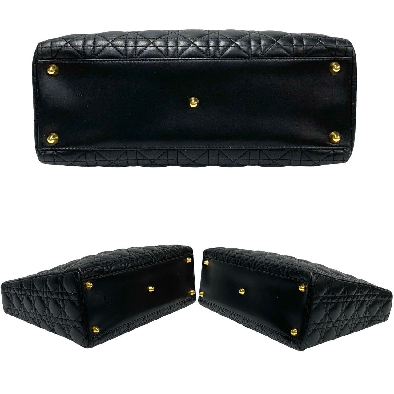 Dior Lady Cannage Stitch Leather Handbag Mini Tote Black — view 6