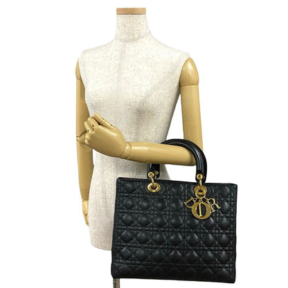 Dior Lady Cannage Stitch Leather Handbag Mini Tote Black — view 2