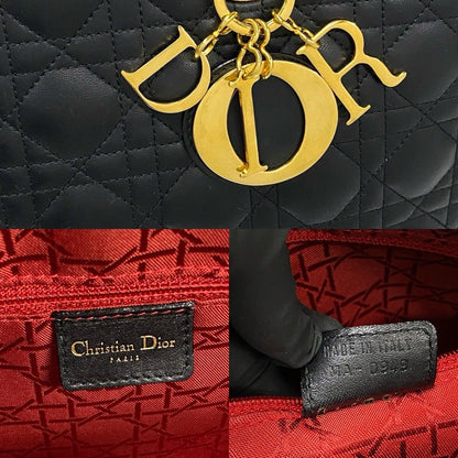 Dior Lady Cannage Stitch Leather Handbag Mini Tote Black — view 3
